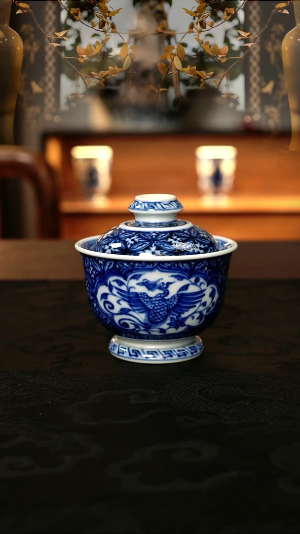 元黛工坊卢燕凤凰盖碗