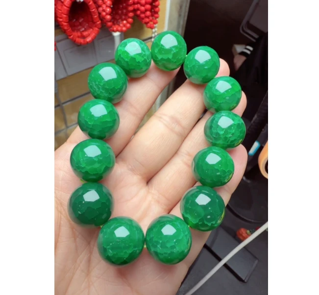 S1846（玉姐珠宝）绿龙鳞玛瑙绿手串-卡16左右-送礼佳品-