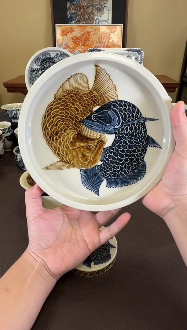 二号釉金龙鱼壶承