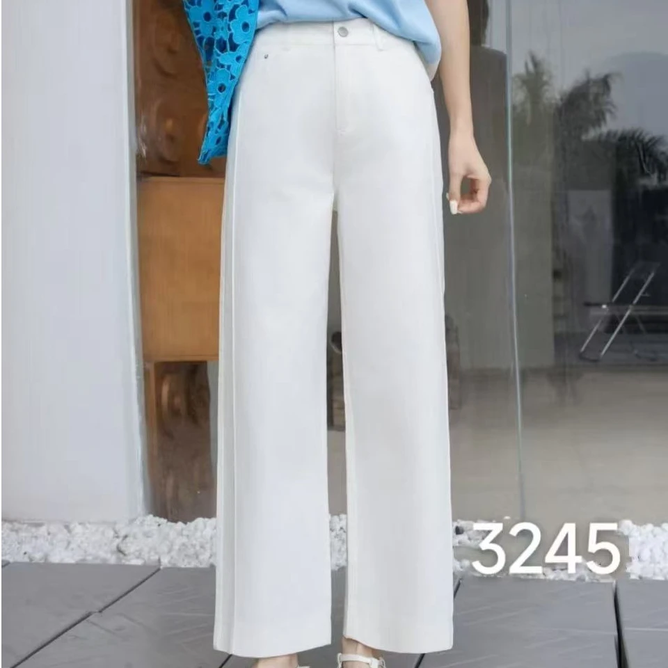 炬雅【3245】新款夏季宽松休闲百搭阔腿窄版直筒高腰显瘦九分裤裤子