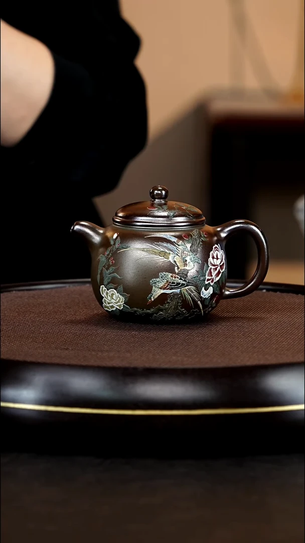 茶壶紫砂浙工美紫砂作品24-匏尊壶 琉璃金砂 260cc