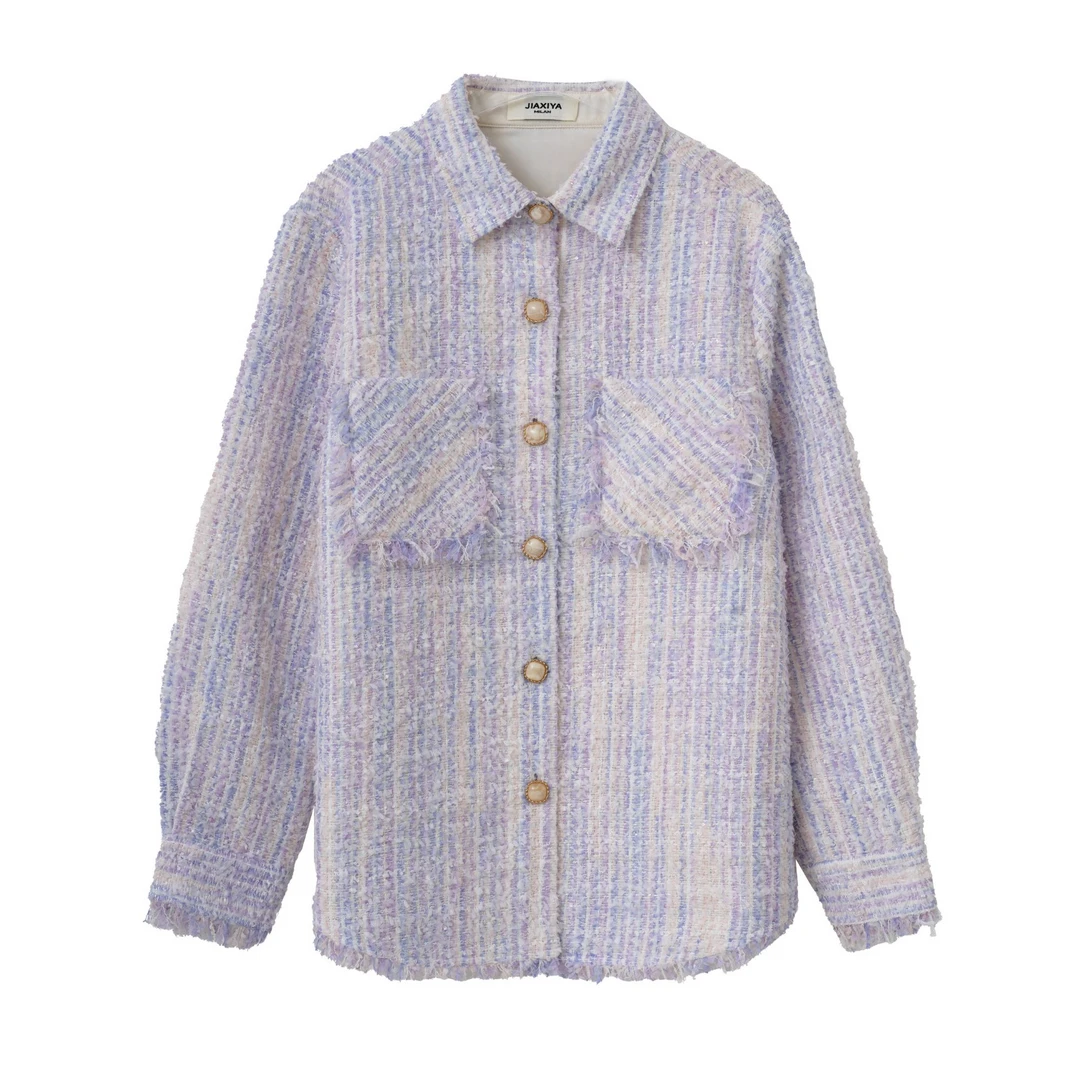 长袖通勤春秋成人衬衫小香风极简风C1002