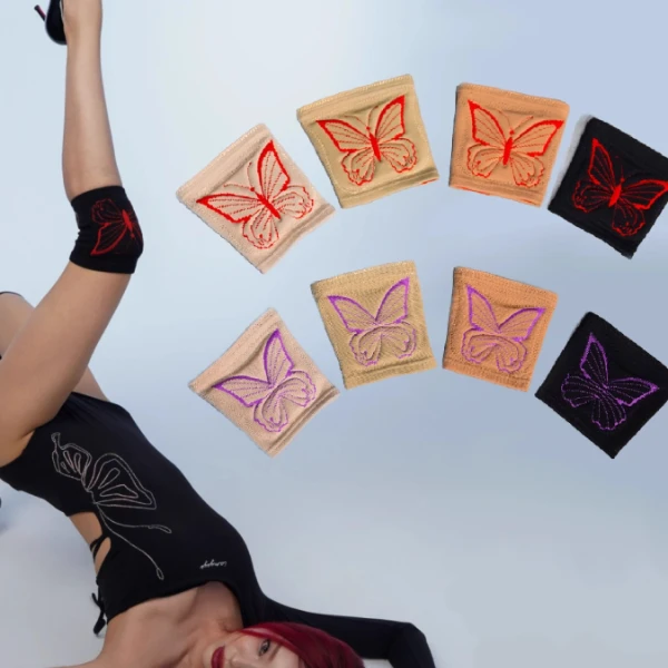 IAMYOYO 蝴蝶护膝 高温烫压闪钻 heels护膝包裹隐形显腿直