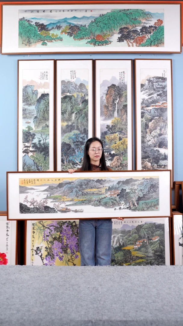 【闪购商品】国画张现军《花发江边二月情》手绘162*47