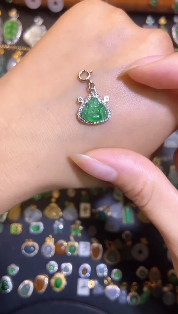 翡翠银S925镶嵌颈饰天然a货翡翠