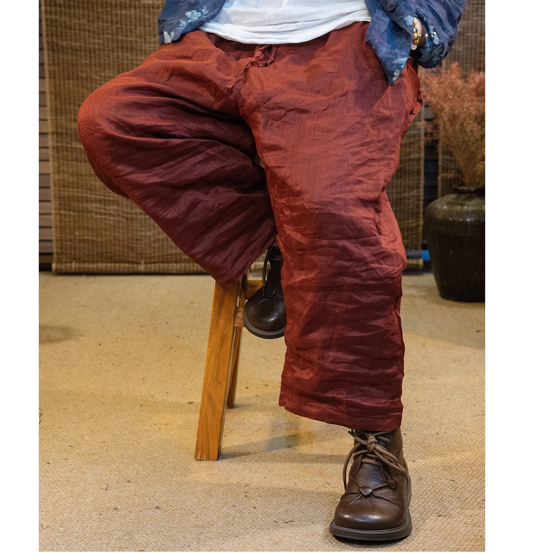 YYGG【双层苎麻立体口袋直筒裤】春夏新品双层苎麻直筒裤5017