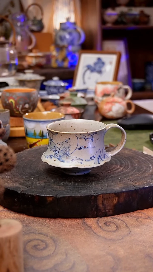 杯子九尾狐手工手绘手工手绘