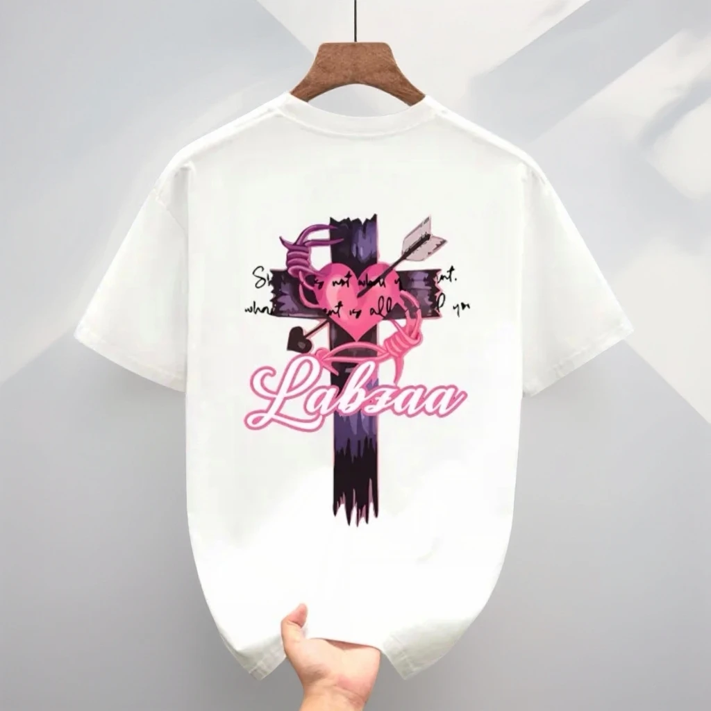 潮流运动穿心箭十字架图案短袖圆领夏季T恤潮流高品质男士韩系