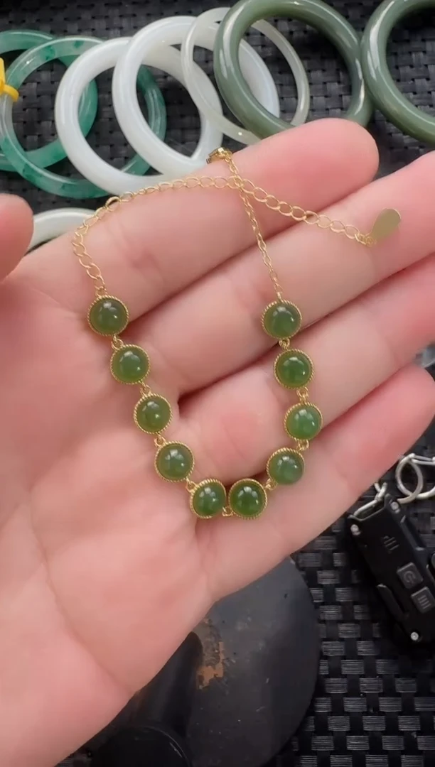 颈饰银S925镶嵌和田玉手链