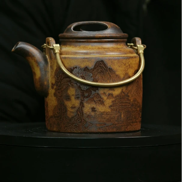 宜兴原矿龙骨金砂牛盖洋桶紫砂壶