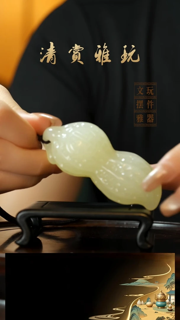 玉《手握花生》手把件摆件