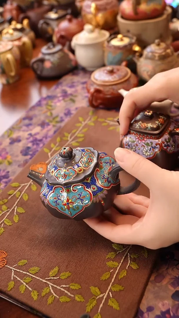 茶壶紫砂天青云肩
