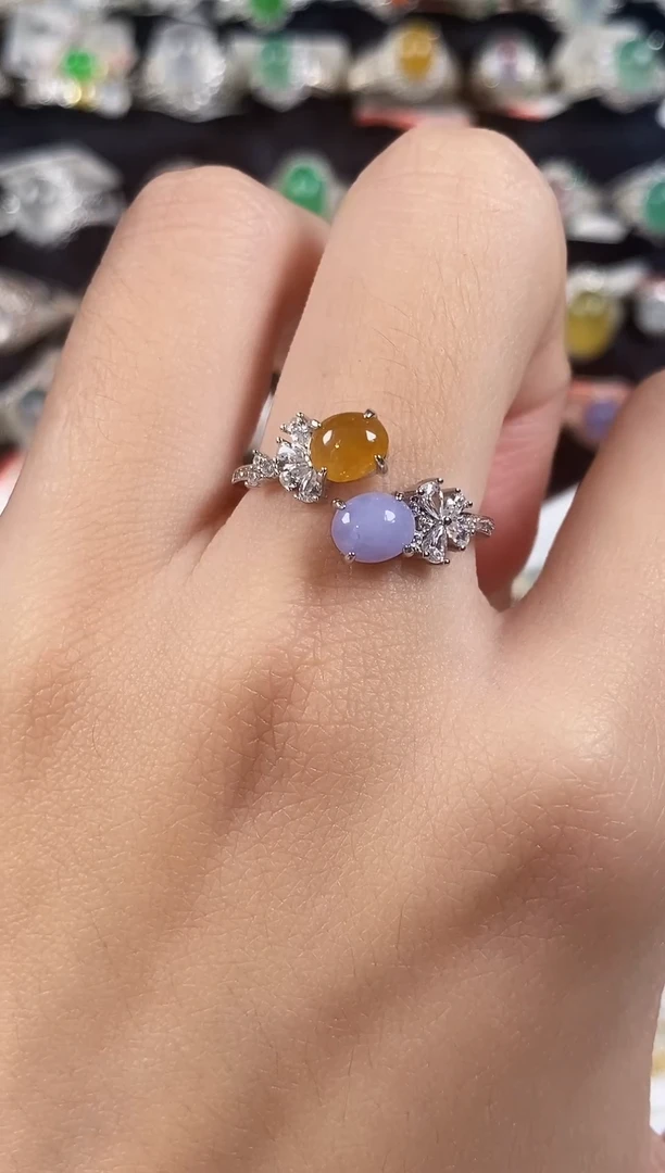 银S925镶嵌戒指翡翠 天然A货翡翠20