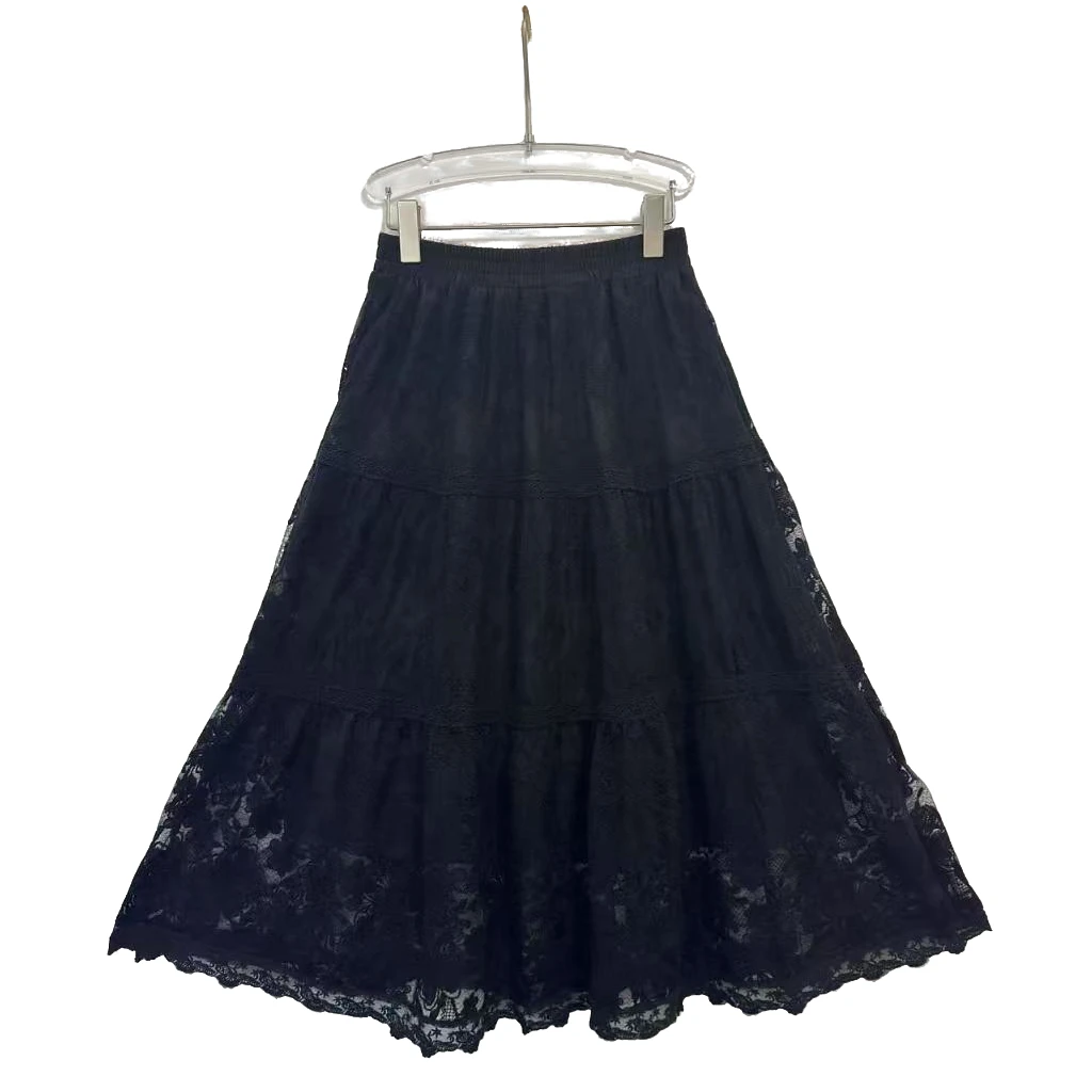 桐然精选919#夏季新款层次感韩版宽松定制紧腰减龄显瘦蕾丝半身裙