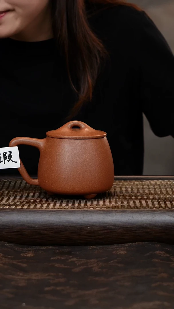 茶杯紫砂石瓢-手工杯
