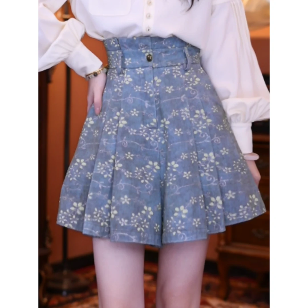 蒋肉肉【青花瓷】复古百搭显瘦半身裙高腰女装裙裤01568