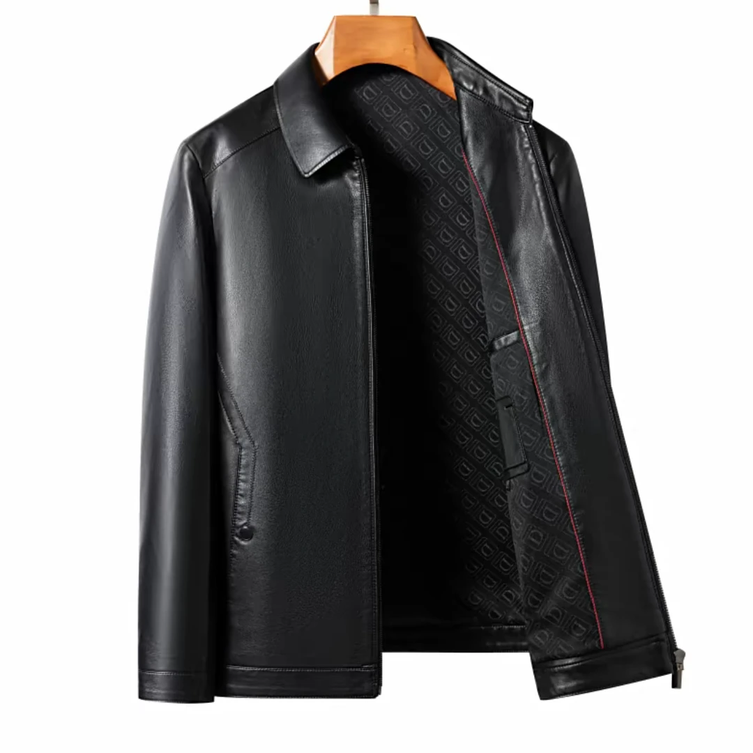 春季新款 海宁经典男士高端皮衣商务通勤休闲短款夹克外套