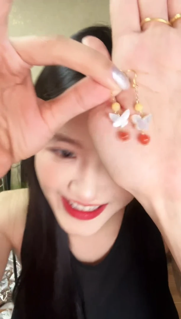 南红玛瑙合金耳饰南红贝母蝴蝶耳钉