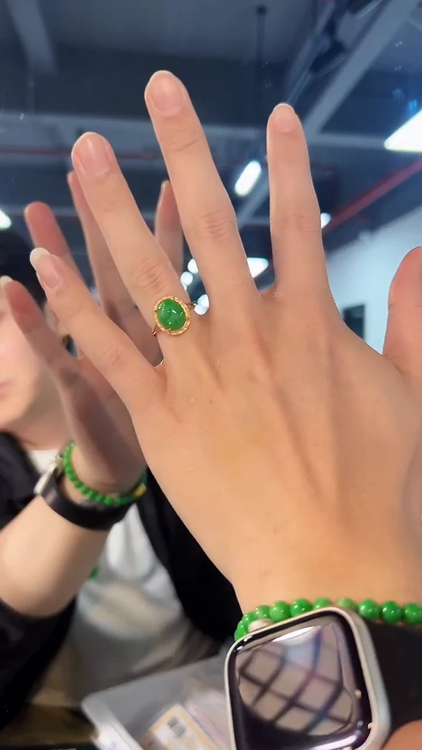 【闪购商品】翡翠戒指银S925镶嵌缅料A货/支持复检/一件