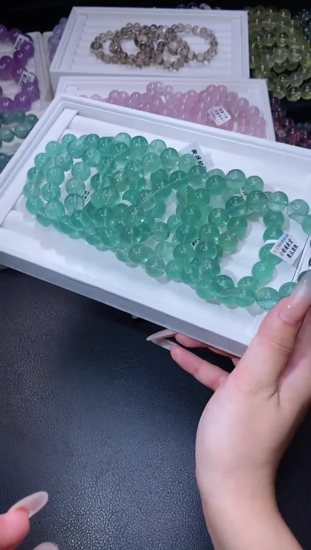 手链未镶嵌萤石76.1薄荷曼波萤石手串 多样性发其一 微色差