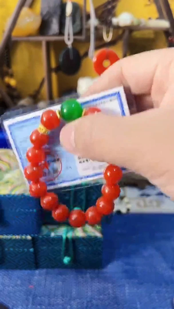 【闪购商品】南红玛瑙挂件合金南红 单圈 +绿（飞铃文玩）