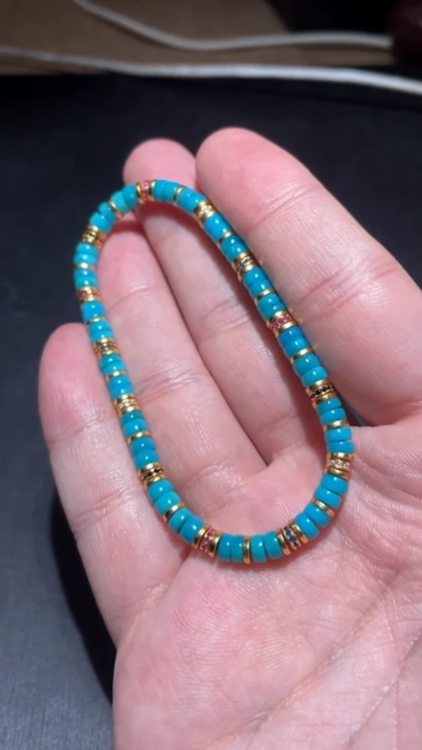 绿松石未镶嵌单圈手串B250604-02