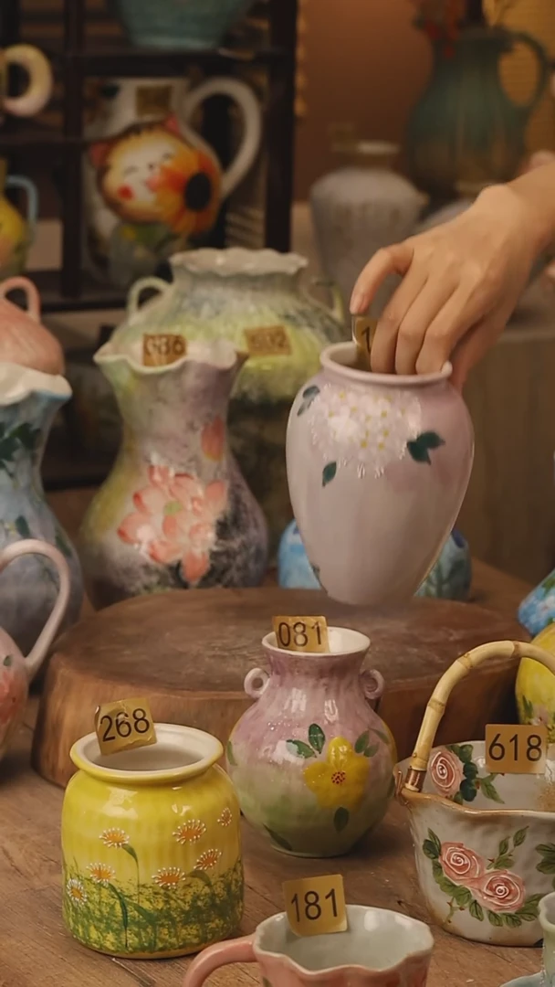 陶瓷172景德镇设计师手作花器摆件侘寂风