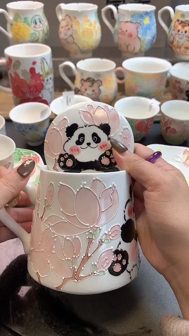 一味*手绘*春日细粉杯