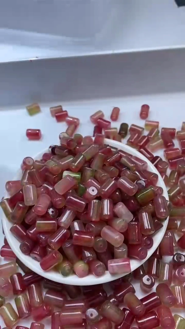 颈饰未镶嵌水晶W3203-西瓜碧玺管珠12*8mm*10颗