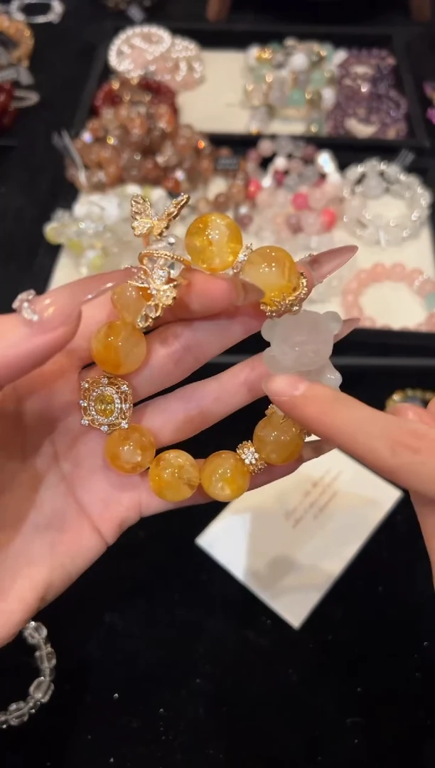 未镶嵌手串水晶黄胶花手串