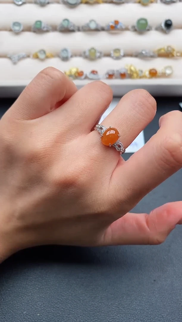 银S925镶嵌戒指翡翠22222222+8