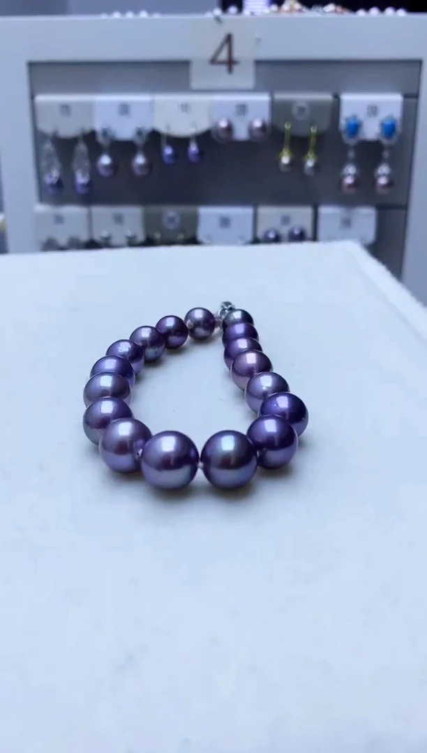 【闪购商品】淡水珍珠耳饰银S925镶嵌紫珠手链