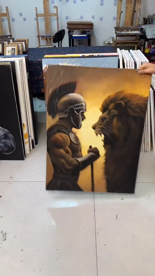 丙烯画l****6斯巴达雄狮丙烯画s加框