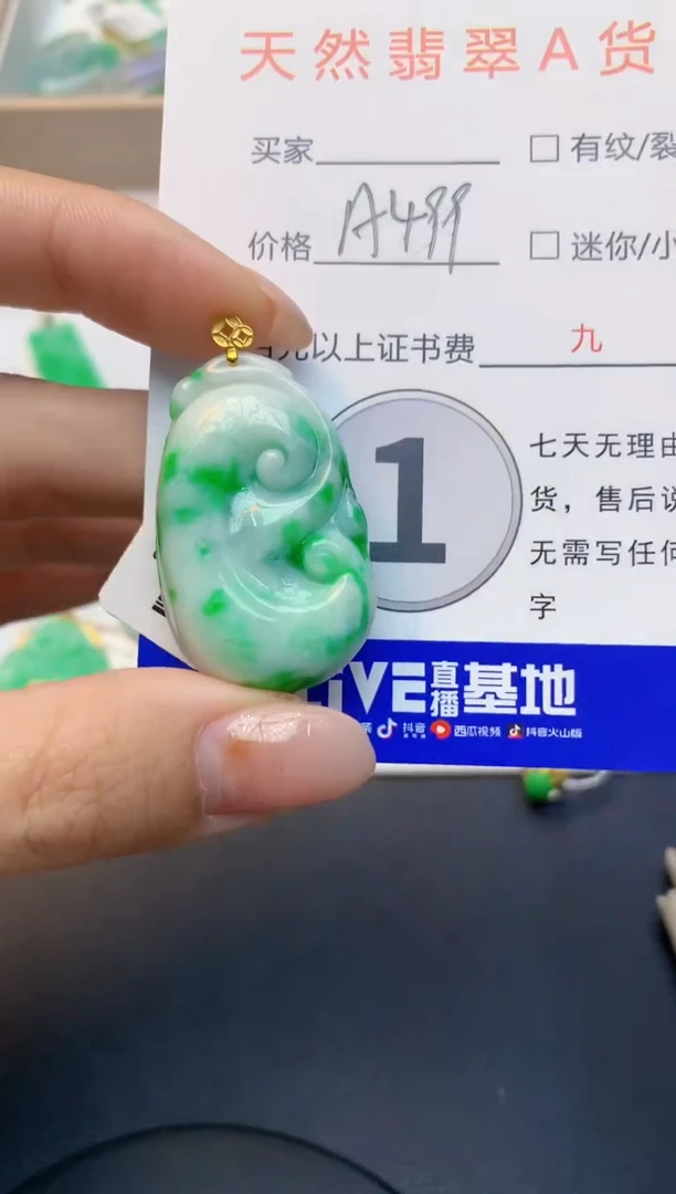 颈饰18K金镶嵌翡翠天然A货缅甸翡翠百元以上9元证书费自理