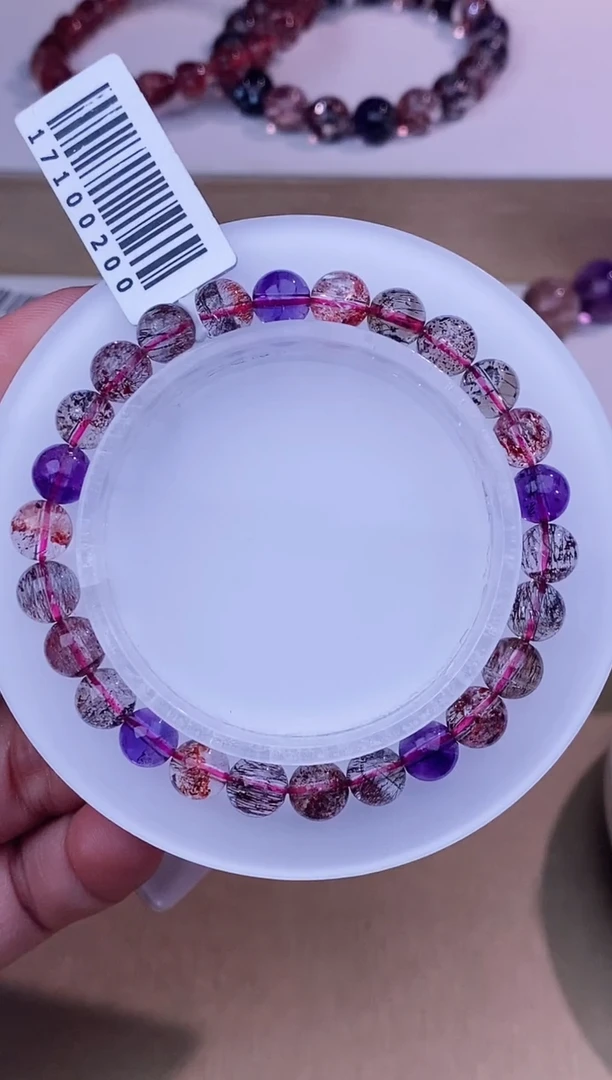 未镶嵌手链水晶黑加仑超七7m+