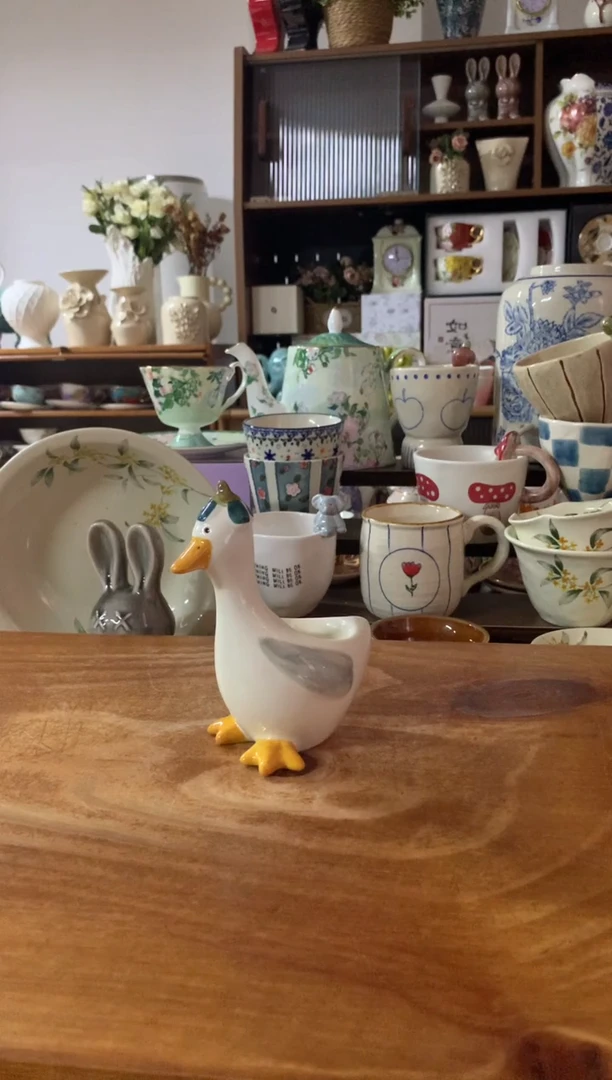 陶瓷【外单默认微瑕】鸭子蛋托一只