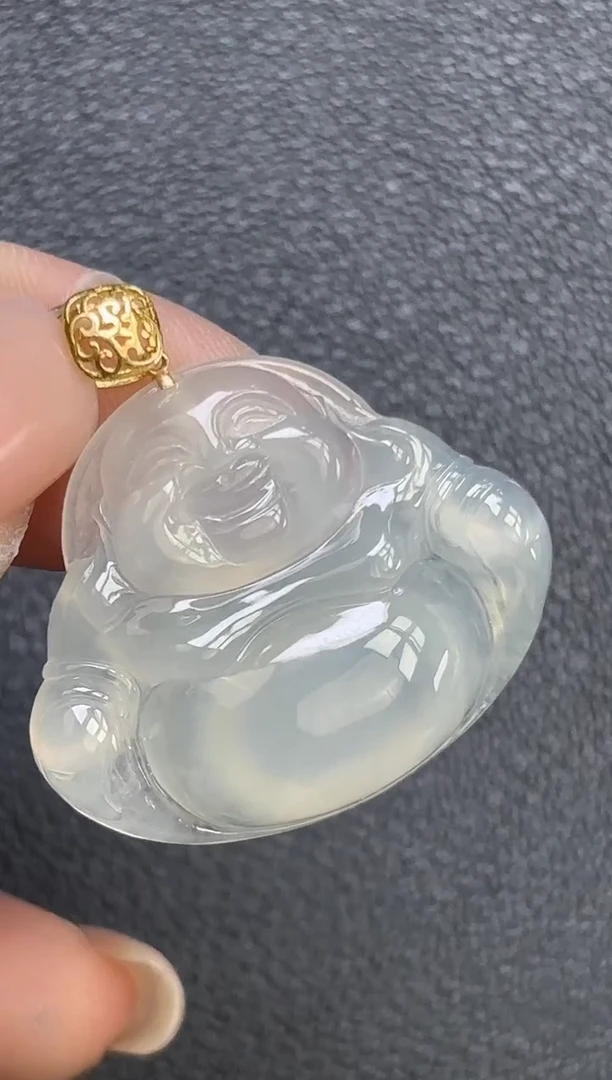 颈饰18K金镶嵌翡翠佛公