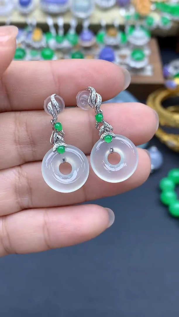 翡翠18K金镶嵌耳饰492-春日珠宝