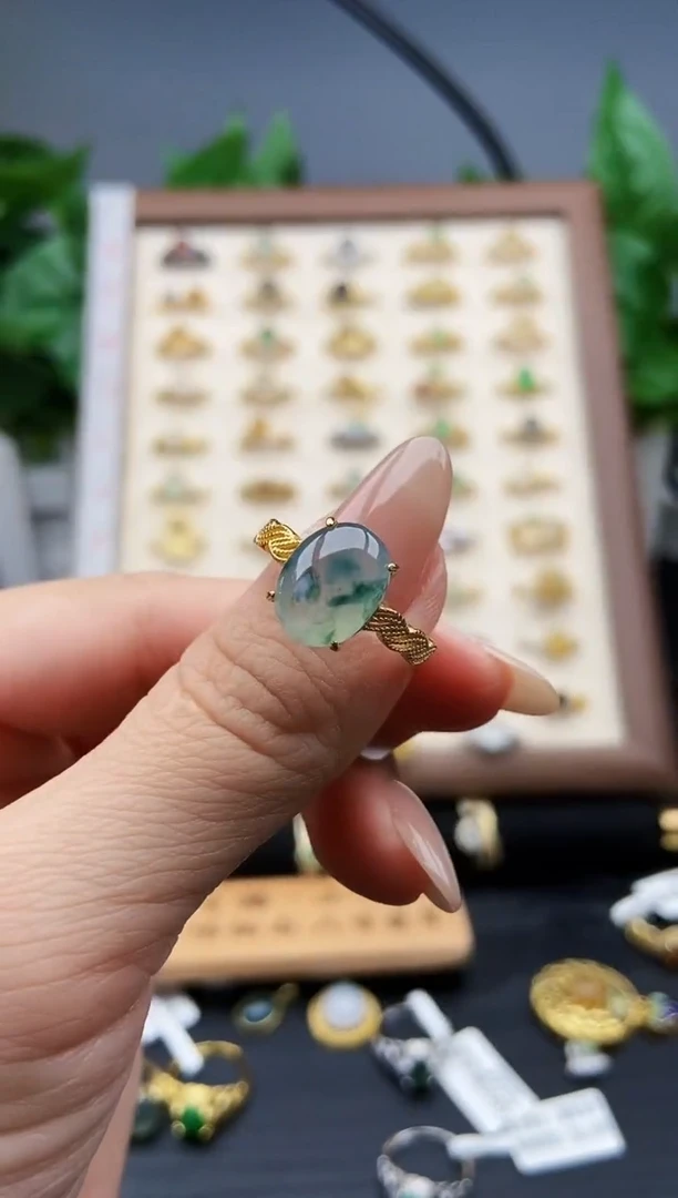 银S925镶嵌戒指翡翠12