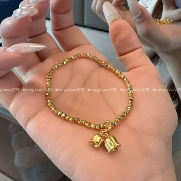 合金手链 合金手链 新款轻奢手链高级百搭碎碎冰双生铃兰花SL 006