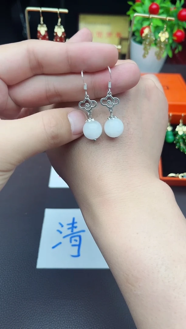 玛瑙/玉髓耳饰银S925镶嵌101000