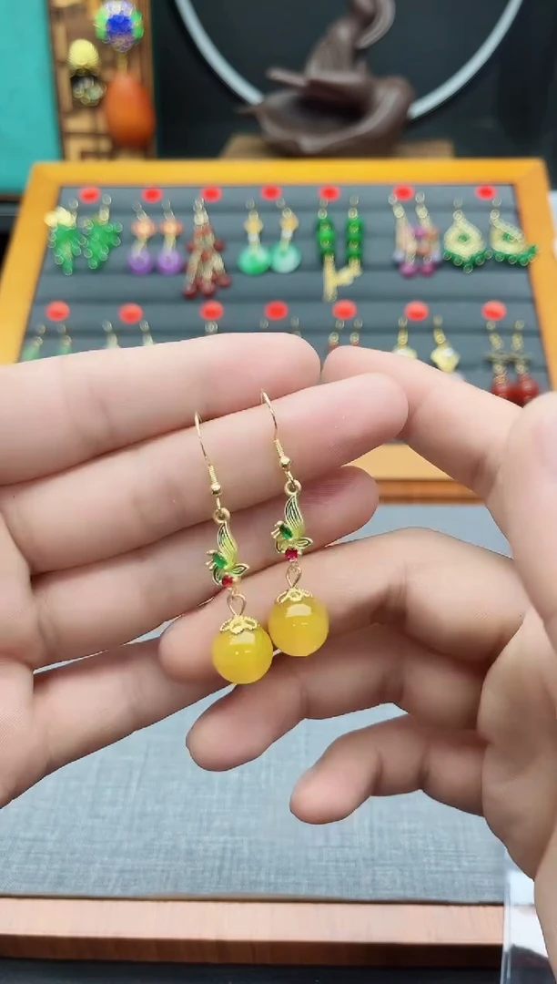 【闪购商品】玛瑙/玉髓耳钉银S925镶嵌318000