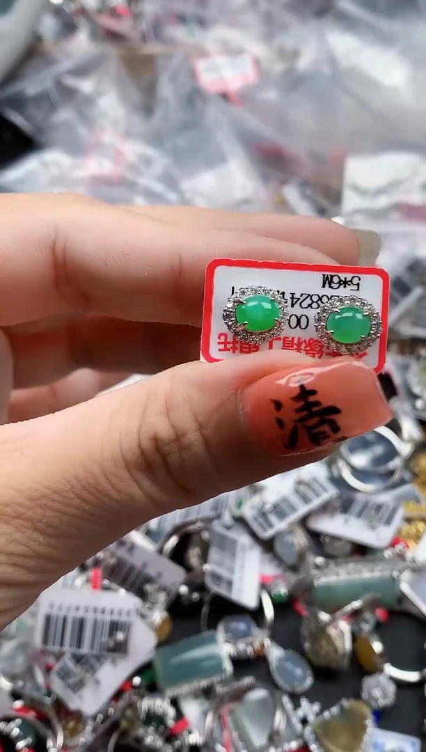 银S925镶嵌戒指翡翠天然A货缅甸翡翠