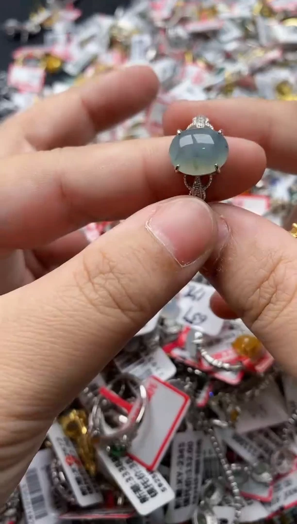 【闪购商品】翡翠戒指银S925镶嵌99999-7