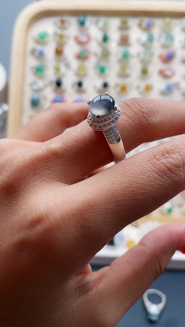 【闪购商品】翡翠戒指未镶嵌缅甸天然A货翡翠333 1+9