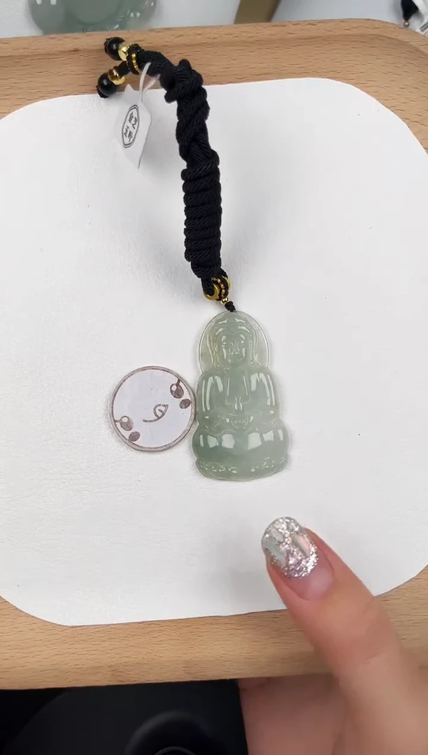 颈饰未镶嵌翡翠Y5A075冰中小观音-17