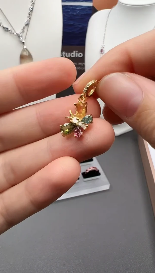 颈饰银S925镶嵌碧玺19