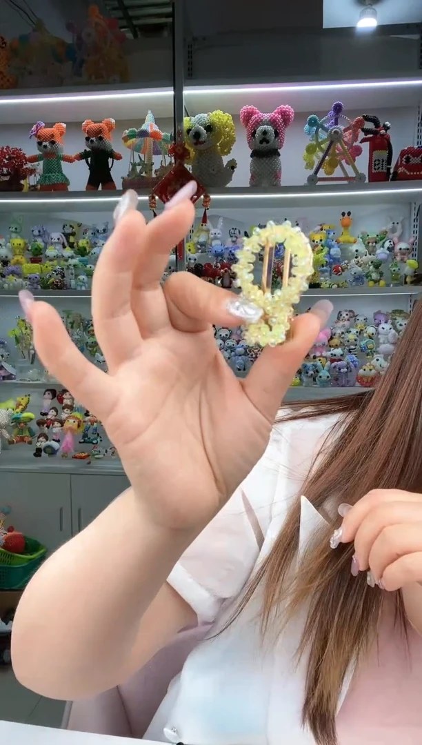 玻璃3120卡4华子圆形发夹柠檬黄2套