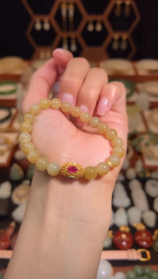 18K金镶嵌手链和田玉福利