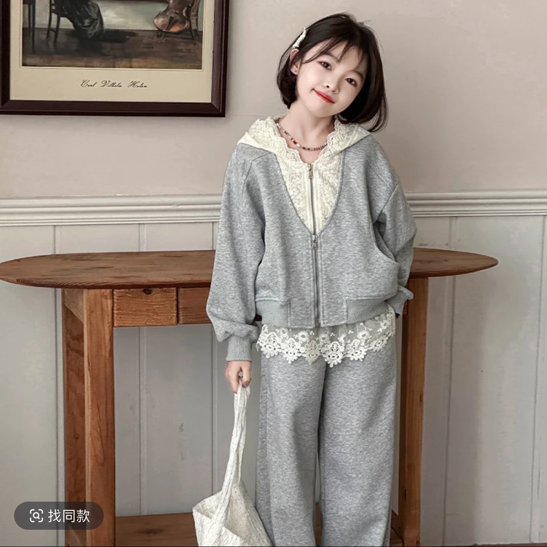 女童秋装套儿童运动网红洋气时尚休闲连帽春秋两件套